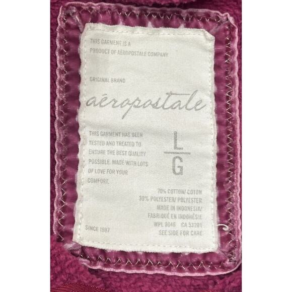 Aeropostale Y2K Puff Print Embroidered Spell Out Zip Up Hoodie Womens Sz L Pink - Picture 3 of 12